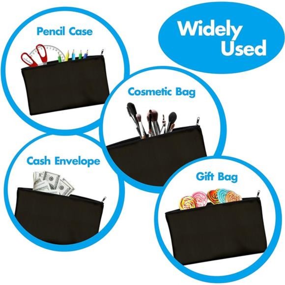 15 Pack Blank Cotton Canvas DIY Craft Zipper Bags Pouches Pencil Case for Makeup - Picture 5 of 6